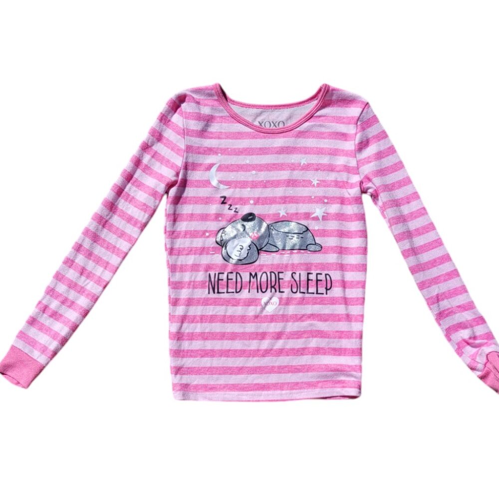 XOXO pink striped koala "need more sleep" girls' pajama set size 10